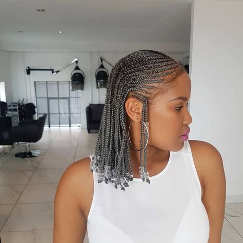 Thinking Of Grey Braids? Here's What It Really Looks Like On 9 Women | BN Style Grey Cornrows, Fulani Women, Grey Braids, Grey Box Braids, Grey Hair Braids, Youtube Hair, Cabello Afro Natural, Braids Ponytail, Blonde Box Braids