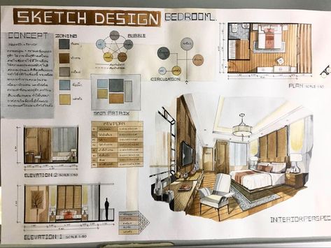 Interior Sketches Perspective, Bedroom Interior Design Sketch, Drawing Room Concept, Interior Perspective, Interior Architecture Sketch, Interior Design Portfolio Layout, Interior Design Sketchbook, Interior Render, Room Concept