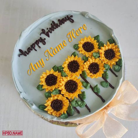 Sunflower Birthday Wishes Cake For Mom With Name Editing Mom Cakes Birthday Ideas, Sunflower Cake Designs Birthday, Happy Birthday Cake For Mom, Cake For Moms Birthday Ideas, Sunflower Cake Ideas Simple, Sunflower Cake Birthday Simple, Sunflower Birthday Wishes, Sunflower Cake Ideas Birthday, Cake For Moms Birthday