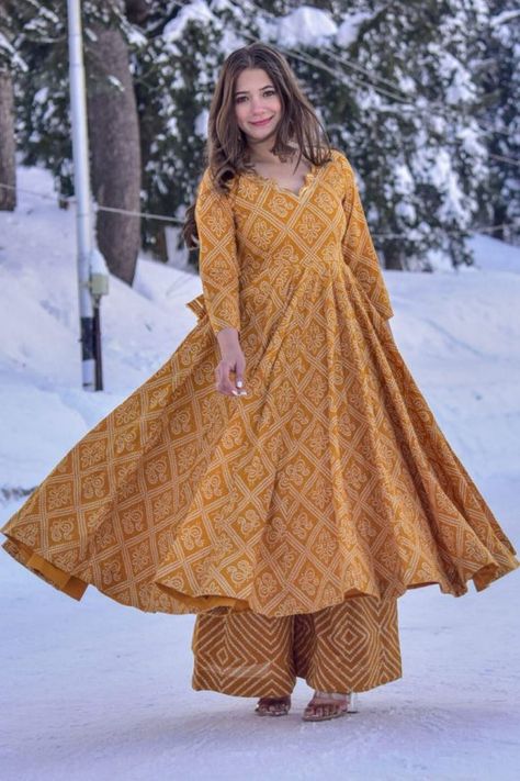 Festival Wear Mustard Color Enthralling Digital Printed Work Kurti With Bottom In Cotton Silk Fabric Ethereal Elegance, Angrakha Style, Floral Frocks, Chiffon Frocks, Cotton Silk Fabric, Party Wear Gown, Desi Fashion Casual, Frocks Designs, Silk Bottoms