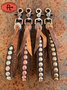 Leather And Turquoise Bracelet, Leather Purse Charms, Leather Keychain Ideas, Western Keychains, Diy Leather Keychain, Western Keychain, Leather Belt Crafts, Stephenville Texas, Leather Goods Handmade