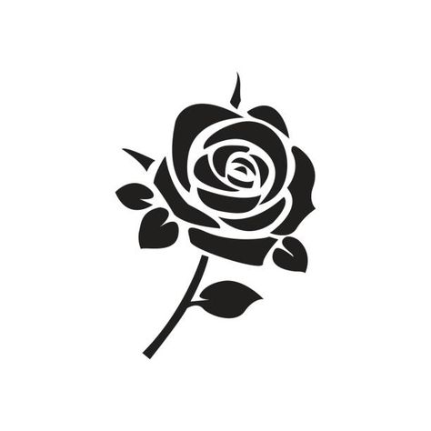 Rose Illustration Simple, Rose Silhouette Tattoo, Black Rose Drawing, Rose Vector Design, Black Rose Painting, Black Rose Art, Simple Rose Drawing, Simple Rose Design, Rosé Cartoon