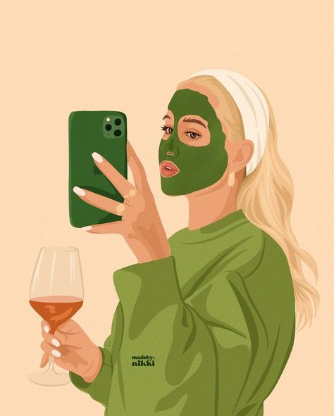 nikki! | custom illustrator on Instagram: “happy monday🤎” Tumblr, Happiness Illustration, Cute Cartoon Illustration, Skin Care Aesthetic, Creative Advertising Photography, Makeup Illustration, Happy Illustration, Print Design Art, Care Aesthetic