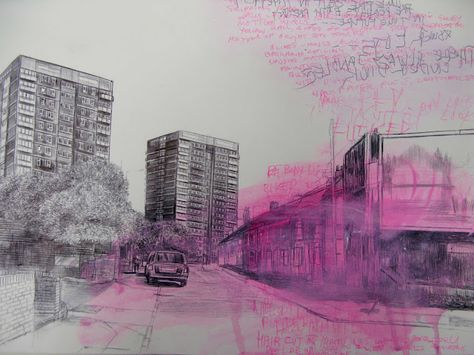 Laura Oldfield Ford. ‘London 2013, Drifting Through the Ruins Ruins, Kabukicho, Laura Oldfield, Architecture Blueprints, A Level Photography, Art Alevel, A Level Art Sketchbook, Urban Landscapes, Art Folder