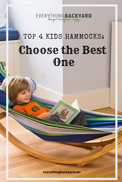 There is nothing more relaxing than sitting in a hammock on a warm summer day. If your kids have taken an interest in playing in hammocks as well, it may be time to buy them their own hammock. Today, we'll take a look at the best kids hammock options to choose from, as well as tips for choosing the right one. #OutdoorKidsHammock #IndoorKidsHammock Hammocks For Kids, Indoor Hammock Bed Bedroom, Toddler Hammock Bed, Hammock Bed Ideas, Hammock In Bedroom Kids, Kids Hammock Bedroom, Hamicks In Bedrooms, Hammock Kids Room, Teddy Hammock