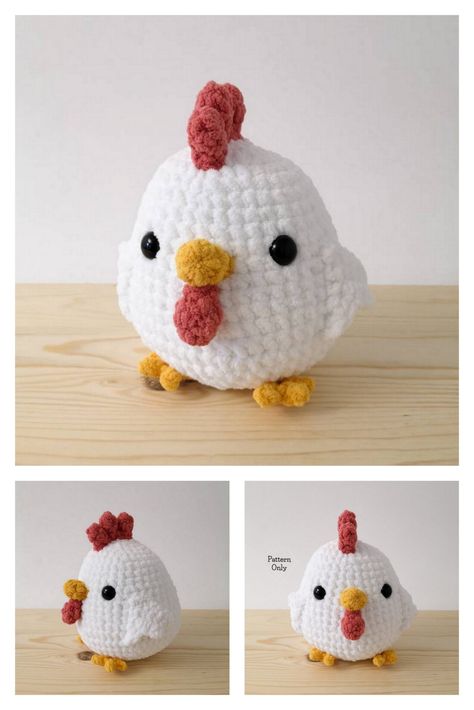 Amigurumi Cute Chicken Free Pattern, Amigurumi Chicken Pattern Free, Crochet Mini Ghost Pattern, Crochet Mini Keychain Amigurumi Patterns, Small Easy Amigurumi, Crochet Piggy Bank Free Pattern, Small Crochet Projects Animals, Small Amigurumi Animals Free Pattern, Chicken Amigurumi Pattern