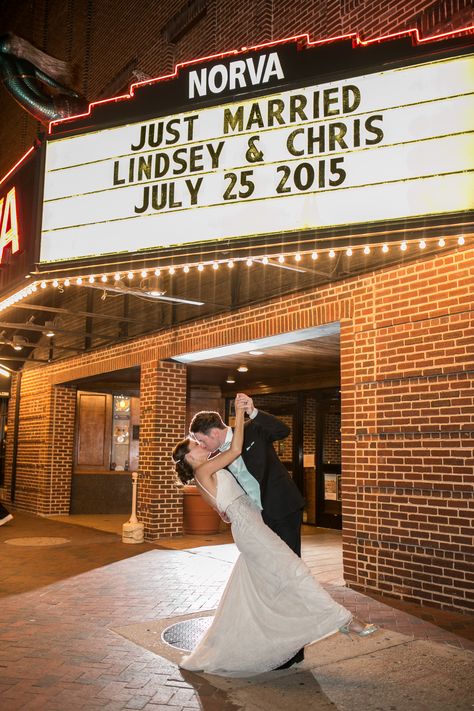 A Vintage, Art Deco-Themed Wedding at NorVa in Norfolk, Virginia 50s Themed Wedding Reception, 50s Theme Wedding, Old Hollywood Themed Wedding, Concert Venue Wedding, Broadway Wedding Theme, Broadway Themed Wedding, Theatre Themed Wedding, Theater Wedding Ceremony, Concert Wedding Theme