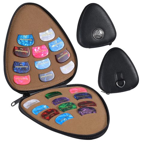 Housolution Guitar Picks Holder Case with 22 Pcs Guitar Picks (6 Thickness), PU Leather Guitar Plectrums Bag for Acoustic Electric Guitar, Variety Pack Picks Storage Box Pouch for Guitar Player, Black : Amazon.ca: Musical Instruments, Stage & Studio Guitar Pick Storage, Electric Guitar Case, Ringed Notebook, Guitar Pick Holders, Notebook Binder, Pick Holder, Box Pouch, Really Cute Puppies, Guitar Pics
