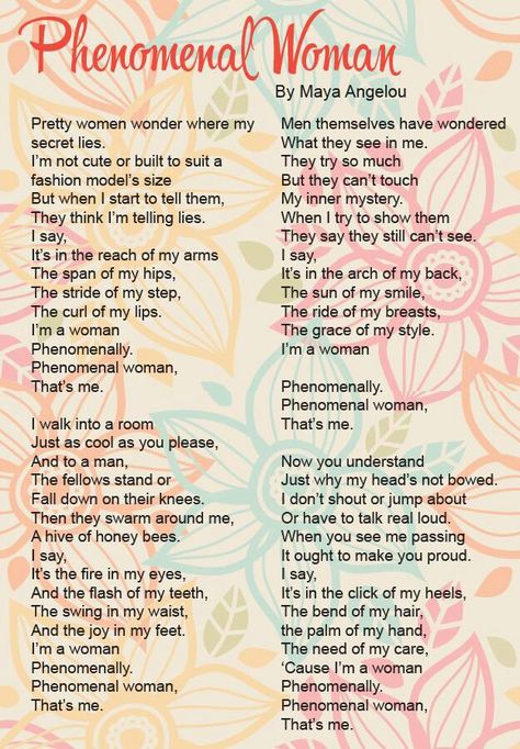 Maya Angelou- Phenomenal Woman This is literally perfection this poem is so meaningful! Written by a phenomenal woman #mayaangelou Maya Angelou, Phenomenal Woman Maya Angelou, Maya Angelou Poems, Maya Angelo, Maya Angelou Quotes, Phenomenal Woman, Poem Quotes, A Poem, Look At You