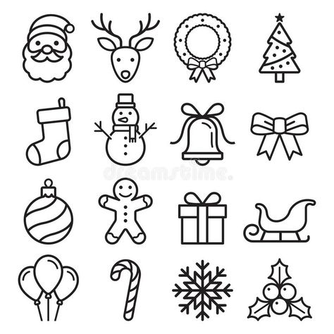 Xmas Ornaments Drawing, Christmas Drawings Easy, Easy Christmas Drawings, Icons Christmas, Christmas Icon, Idee Cricut, Ornament Drawing, Illustration Noel, Christmas Doodles