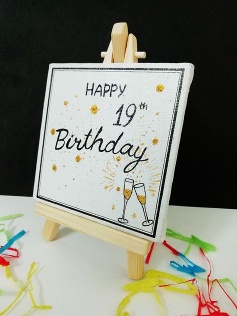 Birthday Paintings On Canvas, Happy Birthday Canvas Painting Ideas, Happy Birthday Painting Ideas On Canvas, Happy Birthday Canvas Painting, Mini Canvas Art Ideas Easy, Happy Birthday Writing Style, Happy Birthday Canvas, Happy Birthday Painting, Happy Birthday Writing