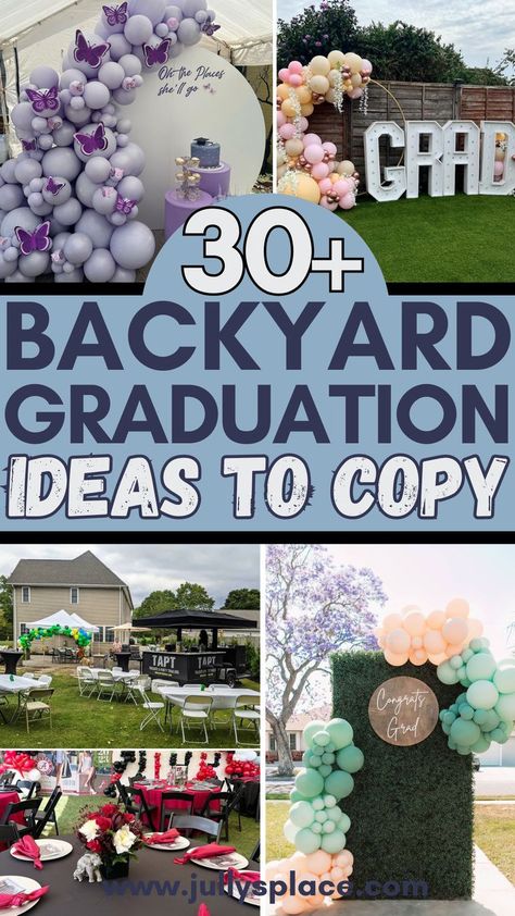 graduation party ideas, grad party ideas, backyard graduation party, backyard grad party Grad Party Ideas For Athletes, Uw Graduation Party, Graduation Decorations Outdoor, Grad Party Outdoor Decor, Graduation Party Ideas Photos, Birthday And Graduation Combo Party Ideas, Backyard Set Up For Party, High School Graduation Party Ideas Decorations 2024, Graduation Set Up Ideas Outdoor Parties