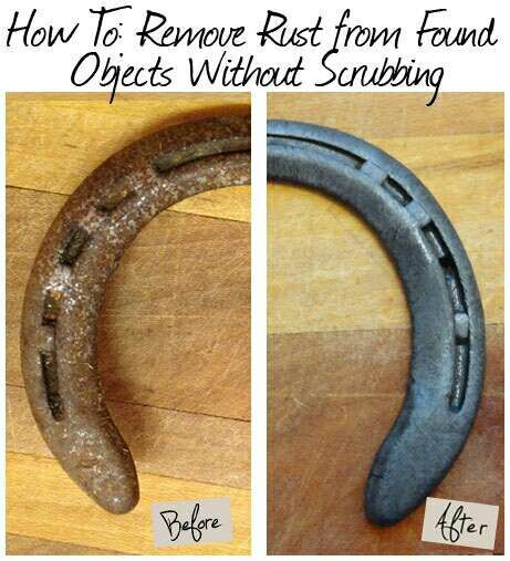 Removing Rust from Found Objects without Scrubbing #Home #Garden #Trusper #Tip Scaffold Bench, Moss Gardens, Remove Rust From Metal, Nyttige Tips, Remove Rust, Horseshoe Projects, Clean Baking Pans, Rust Removers, Horseshoe Crafts