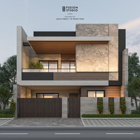 36ft Elevation on Behance Eksterior Modern, House Fence Design, House Outer Design, Small House Front Design, Small House Elevation, Facade Architecture Design, Small House Design Exterior, Contemporary House Exterior, Small House Elevation Design