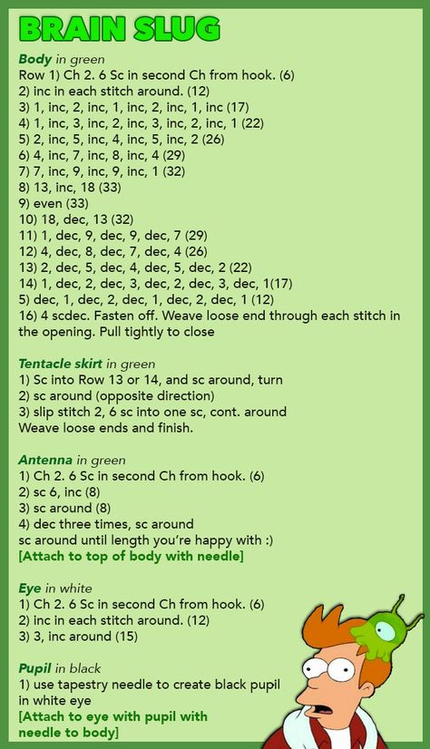 Brain slug crochet pattern Amigurumi Patterns, Brain Slug Crochet Free Pattern, Brain Crochet Pattern Free, Slug Crochet Pattern Free, Crochet Slug Pattern Free, Nerd Crochet Patterns Free, Weird Crochet Patterns Free, Slug Crochet Pattern, Crochet Slug