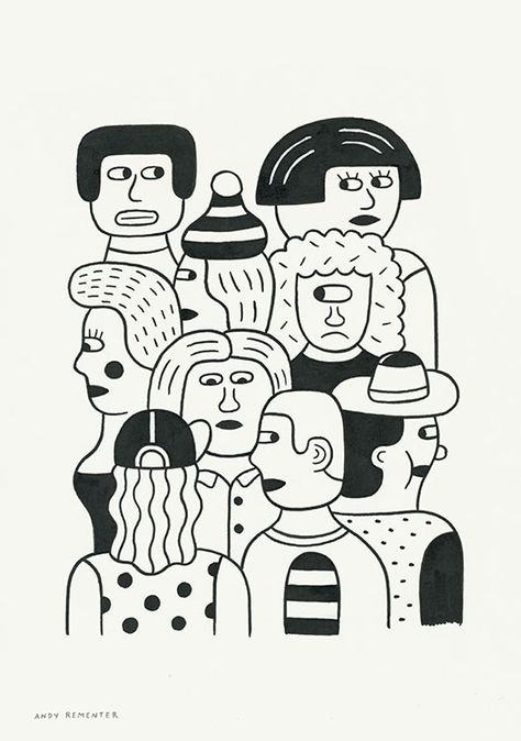 THE ECCENTRICITIES OF EVERYDAY LIFE IN THE ART OF ANDY REMENTER - The Hundreds Reka Bentuk Grafik, Art Du Croquis, 심플한 그림, Arte Doodle, Doodle Art Drawing, Learn Drawing, Doodle Art Designs, Cute Doodle Art, Art Et Illustration