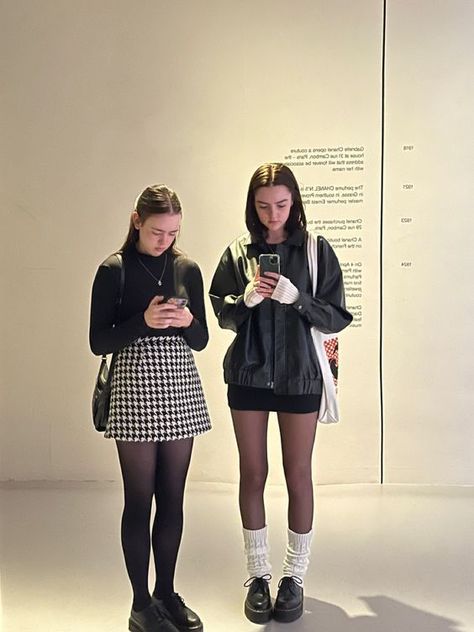 Outfits With Tights And Skirt, Black White Winter Outfit, Tights And Dr Martens, Dr Martens Quad Platform Outfit, Black Skirt And Black Tights, Outfit With Black And White Skirt, Black Skirt And Leg Warmers, Black Mini Skirt Aesthetic Outfit, Dr Marten 1461 Platform Outfit