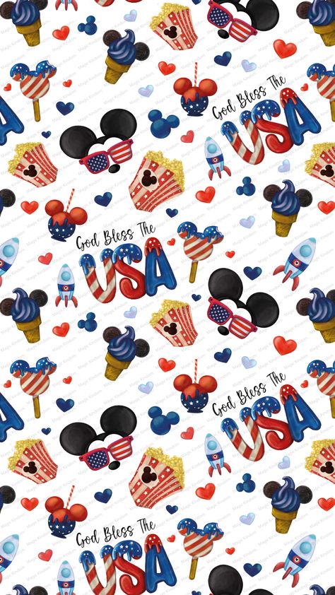 Disney Fourth Of July Wallpaper, Disney 4th Of July Wallpaper, Summer Disney Wallpaper, Disney Digital Paper, Disney Fourth Of July, July 4th Wallpaper, Disney 4th Of July, Paper Mouse, Disney Pattern