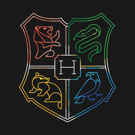 Check out this awesome 'Hogwarts+Crest+Minimal+Color' design on @TeePublic! Harry Potter House Emblems, Hogwarts Crest Wallpaper, All Hogwarts Houses Wallpaper, Hogwarts Houses Tattoo, Hogwarts Houses Drawings, Hogwarts Houses Art, Hogwarts Crest Drawing, Hogwarts Houses Wallpaper, Hogwarts Houses Logo