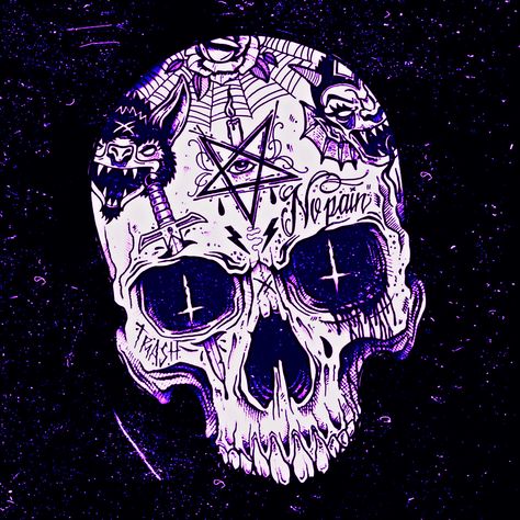 Purple Skull Pfp, Dark Purple Aesthetic Pfp, Skull Pfp, Occult Aesthetic, Purple Aesthetic Background, Dragon Icon, Dark Purple Wallpaper, Meaningful Drawings, Dark Artwork