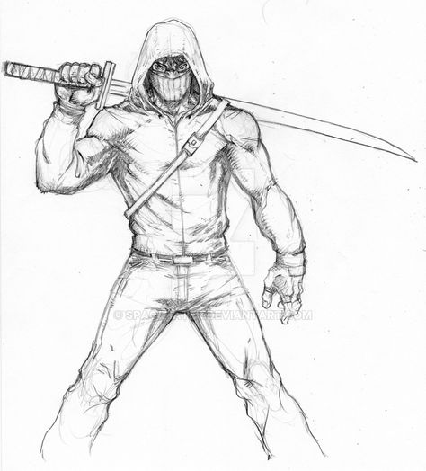 Cartoon Superhero Drawing, Warrior Drawing Reference, Warrior Pose Sketch, Ninja Poses Drawing, Samurai Profile, Ninja Poses Drawing Reference, Ninjas Art, Ninja Poses, Man In Hoodie