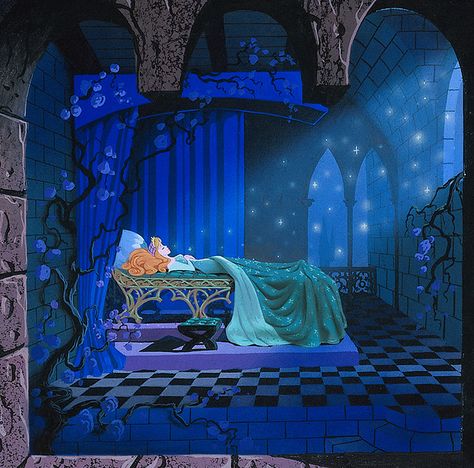 I remember seeing this picture as a child and falling in love with it. --Beba Disney Concept Art, Vintage Disneyland, Eyvind Earle, Image Princesse Disney, 디즈니 캐릭터, Prințese Disney, Images Disney, Sleeping Beauty Castle, Disney Sleeping Beauty