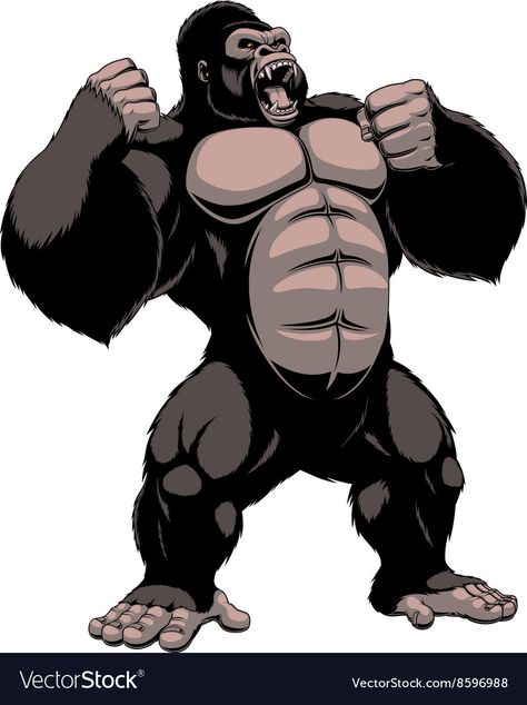 Gorilla Standing, Gorilla Illustration, Gorilla Gorilla, Gorillas Art, Gorilla Tattoo, King Kong Art, Silverback Gorilla, Hollow Art, Chicano Art