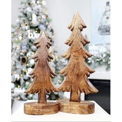 Home Decor Trees, Natal, Shelf Decor Room, Sideboard Shelf, Wood Trees, Wooden Christmas Tree Decorations, Wooden Christmas Crafts, Wooden Christmas Decorations, Holiday Arrangement