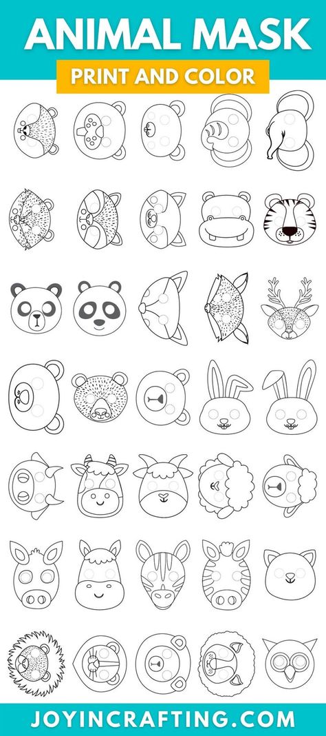 Paperplate Mask Animal, Printable Animal Masks Free, Safari Animal Masks Printable Free, Paper Animal Masks, Kids Face Masks, Forest Animal Masks Free Printable, Animals Face Mask For Kids, Zoo Animals Masks Free Printables, Animal Mask Printable Free