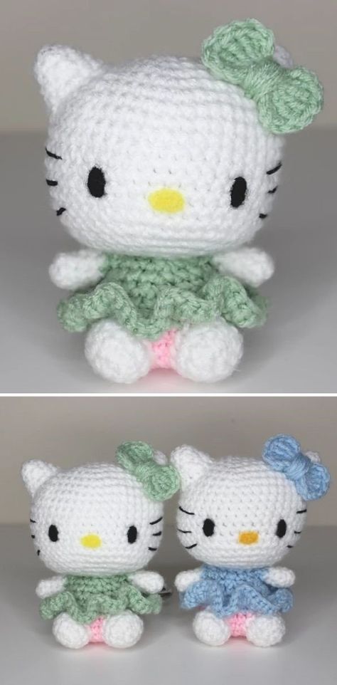 Hello Kitty Amigurumi, Kitty Amigurumi, Hello Kitty Keychain, Hello Kitty Crochet, Crochet Plush, Crochet Cat Pattern, Crochet Keychain Pattern, Pola Amigurumi, Crochet Amigurumi Free Patterns