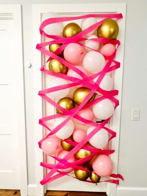 Balloon Door Surprise Wake Up, Balloon Door Surprise, Birthday Door Decorations, Birthday Room Surprise, Birthday Balloon Surprise, Balloon Door, Party City Balloons, Suprise Birthday, Balloon Surprise