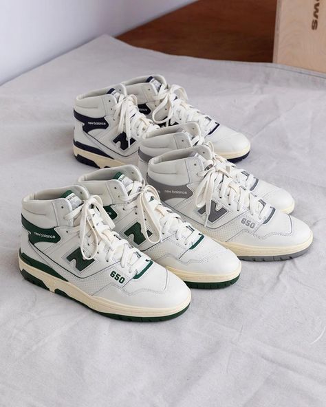 New Balance High Tops, Aime Leon Dore New Balance, New Balance 650, Teddy Santis, Nike High Tops, Aime Leon Dore, Shoe Wishlist, Fancy Shoes, Shoe Inspo