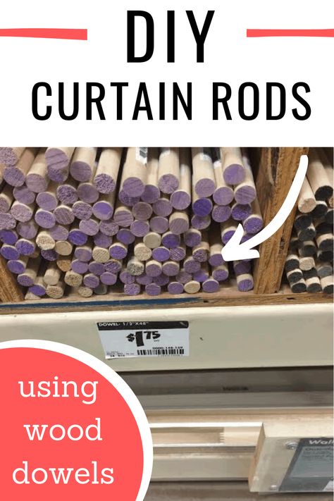 Chunky Curtain Rods, Upcycling, Easy Curtain Rods Diy, Diy Rustic Curtain Rods, Hooks For Curtain Rods, Diy Wood Curtain Rod Brackets, Diy Curtain Rods For Large Windows, Inexpensive Curtain Rods, Alternative Curtain Rods Ideas
