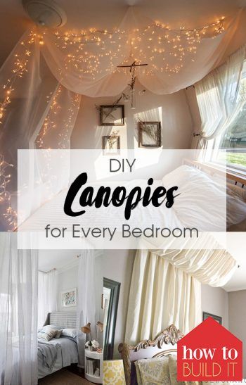 DIY Canopies for Every Bedroom Bedroom Ceiling Canopy, Diy Canopy Tent Bedroom, Draped Bed Canopy, Curtain On Bed, Diy Bed Canopy Easy Bedroom, Canopy Frame Diy, Diy Over Bed Decor, Diy Cozy Bedroom Ideas, Hanging Canopy From Ceiling