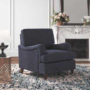 Wide Chair, Oversized Chair And Ottoman, Kelly Clarkson Home, Blue Armchair, Grey Armchair, Velvet Armchair, Kelly Clarkson, Upholstered Arm Chair, Accent Chairs For Living Room