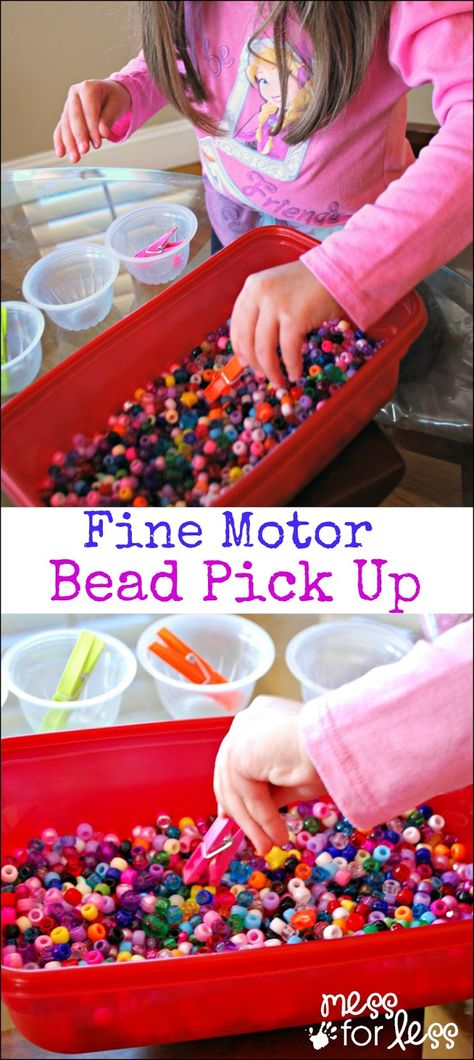 Fine Motor Skills Activity with Beads - a game that takes just a few minutes to set up and lets kids practice their fine motor skills. Fine Motor Skills Activity, Motor Skills Activity, Preschool Fine Motor Skills, Funky Fingers, Fine Motor Activities For Kids, Preschool Fine Motor, Fine Motor Skills Activities, Motor Skills Activities, Skills Activities