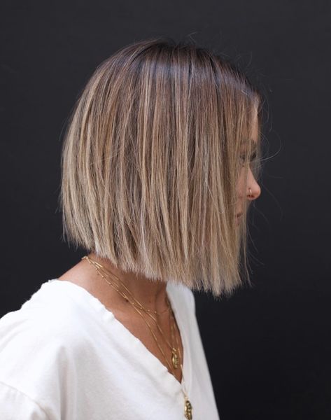 Triangular Bob Haircut, Inverted Bob With Face Framing Layers, Introverted Bob Haircut, Neck Length Textured Bob, Medium Short Hairstyle Women 2023, 2023 Hair Trends For Women Over 40 Short, Celeb Bobs Haircuts, Tosseled Bob, Blonde Aline Bob