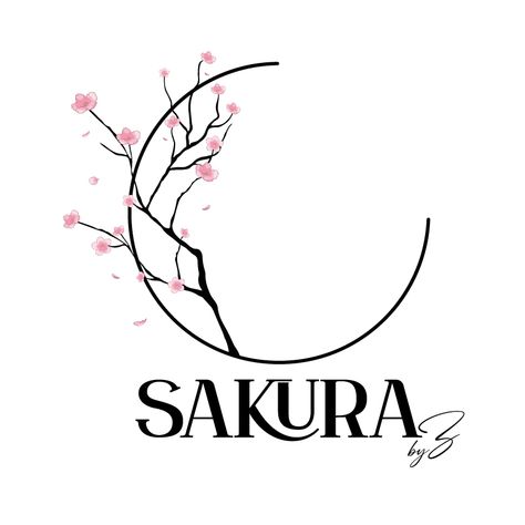 SAKURA by Z LOGO DESIGN Cherry Blossom Logo Design, Sakura Logo Design, Tree Logo Design Ideas, Asian Logo Design, Cherry Blossom Logo, Sakura Logo, Z Logo Design, Oasis Logo, Sakura Design