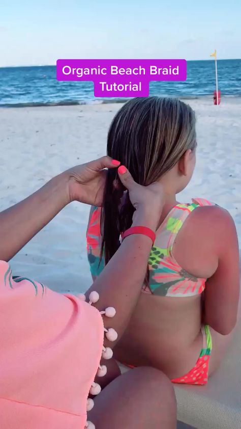 Krystal Pearl(@thekrystalpearl) on TikTok: Organic Beach Braid Tutorial. No hair tie needed. #hair #momlife #tutorial #lifehack #beach #beachlife #PlayByPlay Best Hairstyles For Swimming Long Hair, Easy Beach Braids, Braids For Pool Days, Beach Hair Ideas Easy, Cute No Braid Hairstyles, Cute One Hair Tie Hairstyles, Cute Hairstyles One Hair Tie, Cute Pool Day Hair, Good Beach Hairstyles