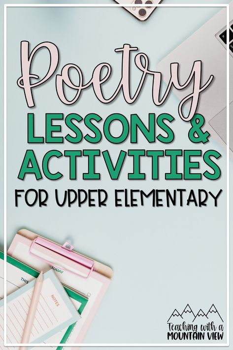 Poetry Unit Study, 4th Grade Poetry, Teaching Poetry Elementary, 3rd Grade Poetry, Poetry Activities Elementary, Poetry Lessons Elementary, Poetry Month Activities, La Activities, Fun Poetry Activities