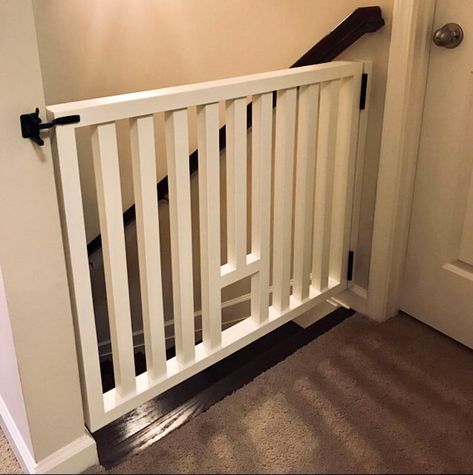 Diy Pet Gate, Custom Dog Gates, Staircase Gate, Wooden Baby Gates, Diy Dog Gate, Barn Door Baby Gate, Gate For Stairs, Baby Gate For Stairs, Diy Baby Gate