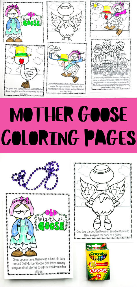 Celebrate National Mother Goose Day on May 1st with our favorite activities & free coloring pages! Dive into the magical world of nursery rhymes with 6 enchanting coloring sheets featuring Old Mother Goose and her adventures. Perfect for sparking joy & imagination in kids Whether imaginary or not, Mother Goose's stories are cherished in our hearts. Embrace the magic this Mother Goose Day & appreciate the timeless tales that have delighted generations Mother Goose Activities, Goose Coloring Pages, Goose Craft, Sparking Joy, Classic Nursery Rhymes, Classic Nursery, Alphabet Worksheets Preschool, Coloring Pages Free Printable, May 1st