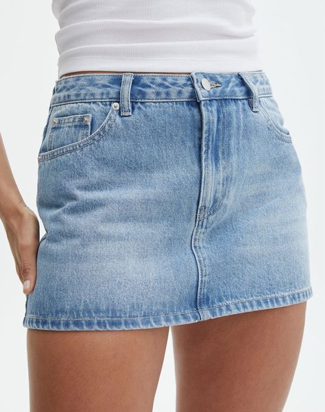 Low Rise Denim Mini Skirt curated on LTK Casual Everyday Summer Outfits, Pacsun Jean Skirt, Cute Jean Skirts, Jean Skirts Outfit, Mini Denim Skirt Outfit, Low Rise Denim Skirt, First Date Outfit Casual, Jean Skirt Outfit, Denim Skirt Mini