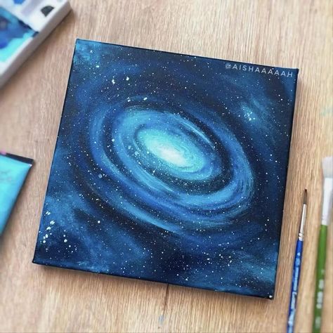 Galaxy Acrylic Painting, Sky Art Painting, Simple Painting, Seni Dan Kraf, Canvas Painting Tutorials, Painting For Beginners, Painting Ideas On Canvas, Canvas Painting Designs, Seni Cat Air