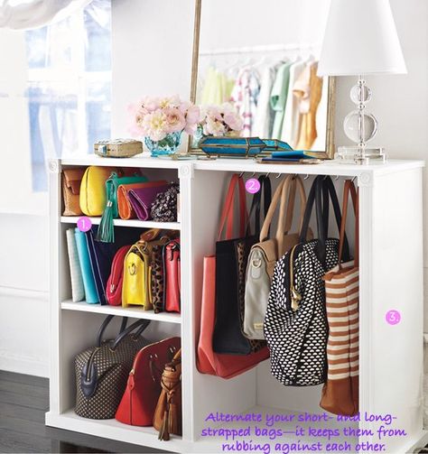 Sharing some Bedroom Closet Organization Ideas to get you motivated and inspired to get your day off on a great start. Old Dressers, Organiser Son Dressing, Organizar Closet, Purse Storage, Handbag Storage, Ideas Para Organizar, Bilik Tidur, غرفة ملابس, Handbag Organization