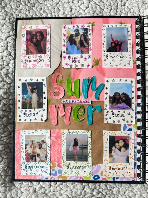 summer| scrapbook layout| summer scrapbook| colorful Themes For Scrapbooks, Summer Memories Scrapbook, Summer 2023 Scrapbook, School Scrapbook Layouts Cute Ideas, Scrapbook Ideas School Years, Spring Scrapbook Ideas, Summer Scrapbook Ideas Aesthetic, Junior Year Scrapbook Ideas, Summer Scrapbook Ideas Cover