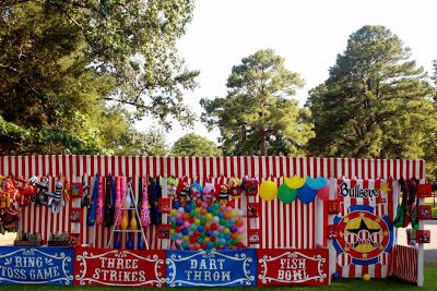 Indoor Circus Birthday Party, Carnival Booths, Carnival Games For Kids, Plastic Tablecloths, Fall Carnival, Carnival Birthday Party Theme, Diy Carnival, Carnival Decorations, Circus Carnival Party