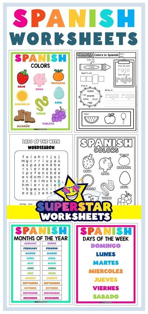 Spanish Months Of The Year, Spanish Words For Kids, Spanish Months, Beginner Spanish Worksheets, Spanish Assessments, Preschool Spanish Lessons, Elementary Spanish Lessons, Beginner Spanish Lessons, Spanish Flashcards