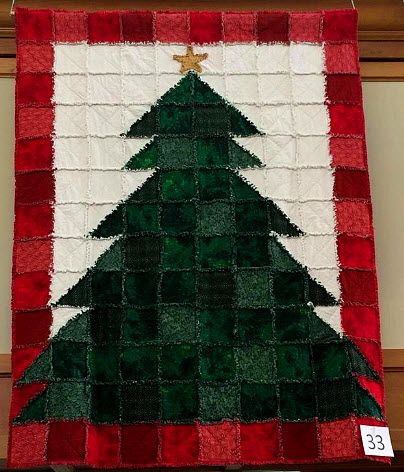 ‘Wrap Yourself in Christmas’ quilt Rag Quilt Christmas Tree Pattern, Christmas Tree Rag Quilt, Christmas Tree Rag Quilt Patterns, Christmas Rag Quilt Patterns, Christmas Quilts Ideas Free Pattern, Christmas Tree Quilt Block, Christmas Rag Quilts, Rag Blanket, Square Quilts