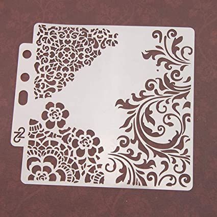 Stencil Cake, Lace Stencil, Stencil Stickers, Floral Stencil, Lace Painting, Plastic Stencil, Flower Stencil, Silhouette Stencil, Baking Cake